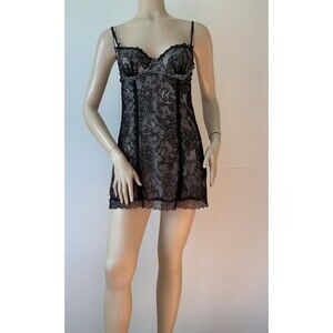 NEW VICTORIA'S SECRET 34B Sexy Little Thing Black Lace Lingerie Nightie Chemise